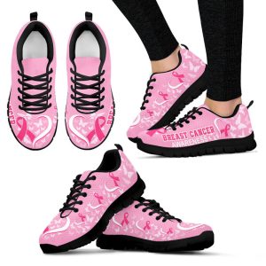 Breast Cancer Awareness Heart Ribbon Sneakers, Running Shoes, Shoes For Women, Shoes For Men, Custom Shoes, Low Top Shoes, Customized Sneaker, Mens, Women Shoes