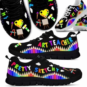 Art Teacher Pencil Pretty Sketchy Sneaker Shoes