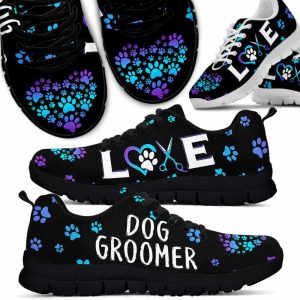 Teal Purple Dog Groomer Paw Love Dog Groomer Sneakers Shoes