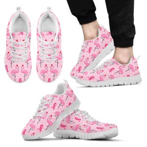 Breast Cancer Flamingo White Sole Sneakers, Running Shoes, Shoes For Women, Shoes For Men, Custom Shoes, Low Top Shoes, Customized Sneaker, Mens, Women Shoes