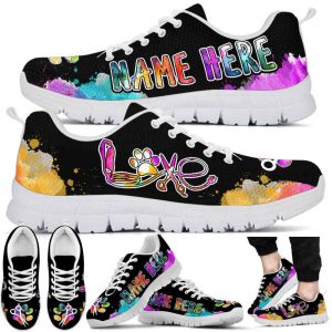 Custom Name Colorful Watercolor Sneakers Shoes