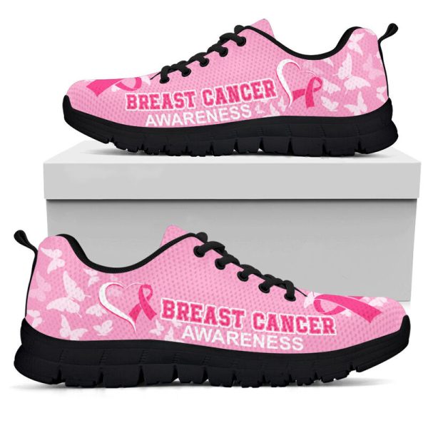 Breast Cancer Awareness Heart Ribbon Sneakers, Running Shoes, Shoes For Women, Shoes For Men, Custom Shoes, Low Top Shoes, Customized Sneaker, Mens, Women Shoes