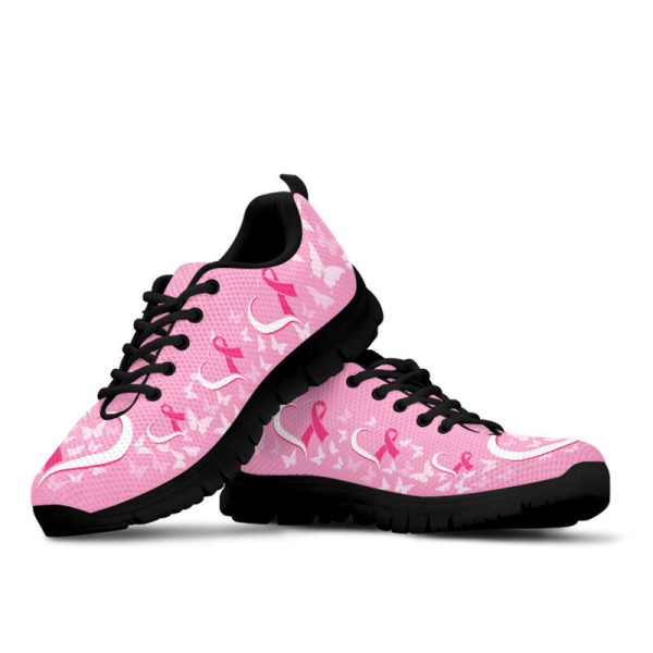 Breast Cancer Awareness Heart Ribbon Sneakers, Running Shoes, Shoes For Women, Shoes For Men, Custom Shoes, Low Top Shoes, Customized Sneaker, Mens, Women Shoes